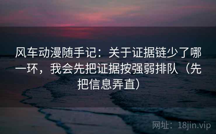 风车动漫随手记：关于证据链少了哪一环，我会先把证据按强弱排队（先把信息弄直）