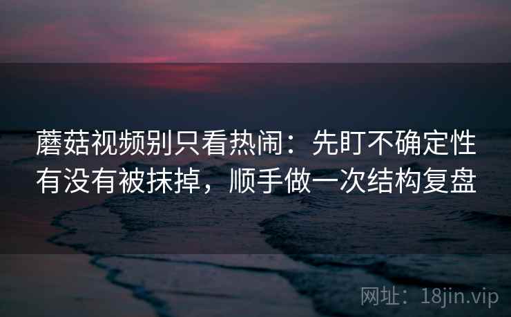 蘑菇视频别只看热闹:先盯不确定性有没有被抹掉,顺手做一次结构复盘